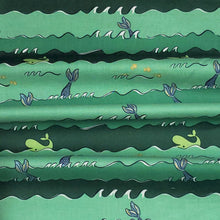 Load image into Gallery viewer, 100% Cotton Woven Fabric, Mermaids Ocean&#39;s Green by Riley Blake Designs. Fun Mermaid Tail fabric, Sold by the 1/2 Yard
