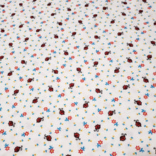 Load image into Gallery viewer, Double Brushed Poly, DBP Knit Fabric, Little Red Ladybug Floral Print on White, Very Cute and So Soft and Comfortable, Sold by the 1/2 yard
