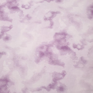 Cotton Spandex Knit by Riley Blake: Purple Tie Dye Print. Fun Stretch Knit. 4-way Stretch. Sold by the 1/2 Yard