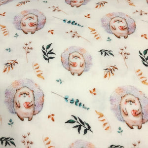 Cotton Double Gauze Muslin Fabric. Cute Hedgehog or Construction Trucks. Soft Fabric and Nice Quality European Fabric. Sold by the 1/2 yard.