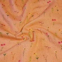 Load image into Gallery viewer, 100% Cotton Double Gauze Muslin Fabric with Dainty Floral prints on Peach Gauze. Nice Quality soft European Fabric. Sold by the 1/2 yard.
