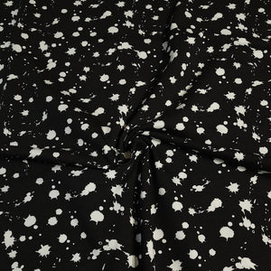 Cotton Knit Fabric With Black and White Paint Splatter, Ideal for Children's Apparel, European Quality, 4 Way Stretch - Sold by the 1/2 yard