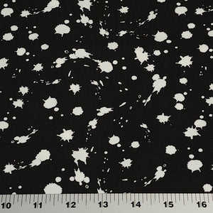 Cotton Knit Fabric With Black and White Paint Splatter, Ideal for Children's Apparel, European Quality, 4 Way Stretch - Sold by the 1/2 yard