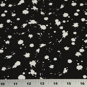 Cotton Knit Fabric With Black and White Paint Splatter, Ideal for Children's Apparel, European Quality, 4 Way Stretch - Sold by the 1/2 yard