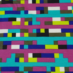 Cotton Jersey Knit European Quality Fabric, Popular Pixel Print Fabric, Perfect Fabric for Video Gamers, 4 Way Stretch, Sold by 1/2 Yard