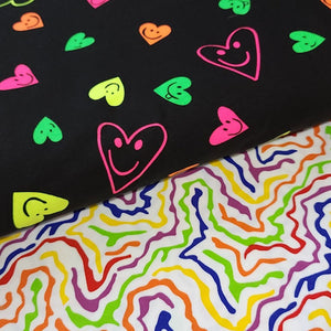 Cotton Knit Jersey Fabric, Groovy Rainbow  Print , Ideal for Children's Apparel, European Quality, 4 Way Stretch - Sold by the 1/2 yard