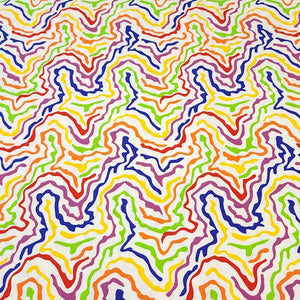 Cotton Knit Jersey Fabric, Groovy Rainbow  Print , Ideal for Children's Apparel, European Quality, 4 Way Stretch - Sold by the 1/2 yard