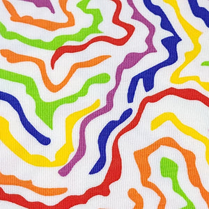 Cotton Knit Jersey Fabric, Groovy Rainbow  Print , Ideal for Children's Apparel, European Quality, 4 Way Stretch - Sold by the 1/2 yard