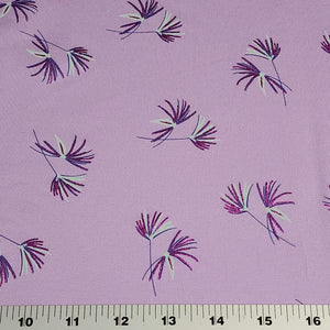 Cotton Knit Jersey Purple Lavender Flower with a Foil Glitter Floral Print - European Quality, 4 Way Stretch - Sold by the 1/2 Yard