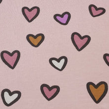 Load image into Gallery viewer, Heart Print Cotton Knit Fabric - Soft Pink Mauve Print - European Quality - 4 Way Stretch - Great for Apparel - Sold by the 1/2 Yard
