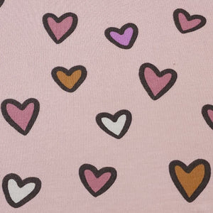 Heart Print Cotton Knit Fabric - Soft Pink Mauve Print - European Quality - 4 Way Stretch - Great for Apparel - Sold by the 1/2 Yard