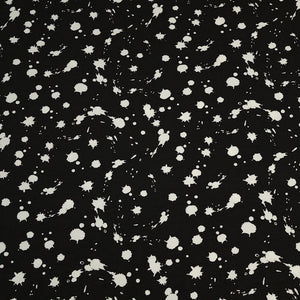 Cotton Knit Fabric With Black and White Paint Splatter, Ideal for Children's Apparel, European Quality, 4 Way Stretch - Sold by the 1/2 yard