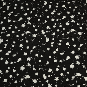 Cotton Knit Fabric With Black and White Paint Splatter, Ideal for Children's Apparel, European Quality, 4 Way Stretch - Sold by the 1/2 yard