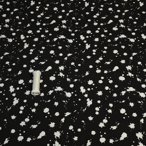 Cotton Knit Fabric With Black and White Paint Splatter, Ideal for Children's Apparel, European Quality, 4 Way Stretch - Sold by the 1/2 yard