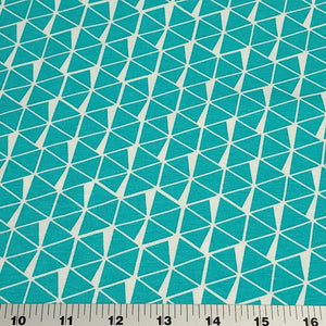 Cotton Knit Fabric Geometric Triangle, Black or Teal Triangle Fabric, Apparel Fabric, European Quality, 4 Way Stretch - Sold by the 1/2 yard