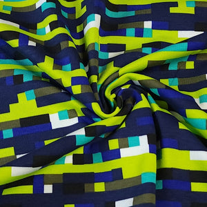 Cotton Jersey Knit European Quality Fabric, Popular Pixel Print Fabric, Perfect Fabric for Video Gamers, 4 Way Stretch, Sold by 1/2 Yard