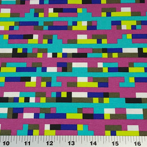 Cotton Jersey Knit European Quality Fabric, Popular Pixel Print Fabric, Perfect Fabric for Video Gamers, 4 Way Stretch, Sold by 1/2 Yard