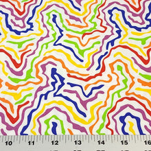 Load image into Gallery viewer, Cotton Knit Jersey Fabric, Groovy Rainbow  Print , Ideal for Children&#39;s Apparel, European Quality, 4 Way Stretch - Sold by the 1/2 yard
