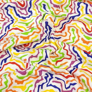 Cotton Knit Jersey Fabric, Groovy Rainbow  Print , Ideal for Children's Apparel, European Quality, 4 Way Stretch - Sold by the 1/2 yard