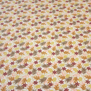 Organic Cotton Jersey Knit Berry and Beige Floral. European Quality Knit Fabric. Quality Soft Fabric, 4-way Stretch. Sold by the 1/2 yard.