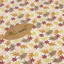 Load image into Gallery viewer, Organic Cotton Jersey Knit Berry and Beige Floral. European Quality Knit Fabric. Quality Soft Fabric, 4-way Stretch. Sold by the 1/2 yard.
