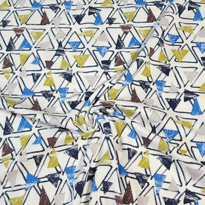 Jersey Knit Fabric Geometric Triangle Design. Cotton Spandex European Knit, Nice Quality Soft Fabric, 4-way Stretch. Sold by the 1/2 yard.