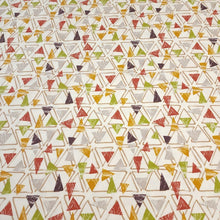 Load image into Gallery viewer, Jersey Knit Fabric Geometric Triangle Design. Cotton Spandex European Knit, Nice Quality Soft Fabric, 4-way Stretch. Sold by the 1/2 yard.
