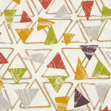 Load image into Gallery viewer, Jersey Knit Fabric Geometric Triangle Design. Cotton Spandex European Knit, Nice Quality Soft Fabric, 4-way Stretch. Sold by the 1/2 yard.
