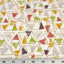 Load image into Gallery viewer, Jersey Knit Fabric Geometric Triangle Design. Cotton Spandex European Knit, Nice Quality Soft Fabric, 4-way Stretch. Sold by the 1/2 yard.
