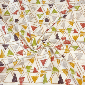 Jersey Knit Fabric Geometric Triangle Design. Cotton Spandex European Knit, Nice Quality Soft Fabric, 4-way Stretch. Sold by the 1/2 yard.