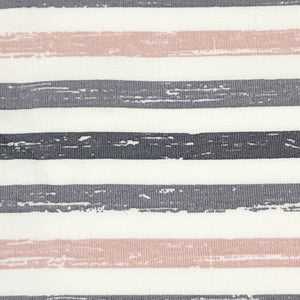 Cotton Jersey Knit Fabric. Pink and Gray Stripe European Quality Knit Fabric. Quality Soft Fabric, 4-way Stretch. Sold by the 1/2 yard