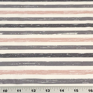 Cotton Jersey Knit Fabric. Pink and Gray Stripe European Quality Knit Fabric. Quality Soft Fabric, 4-way Stretch. Sold by the 1/2 yard