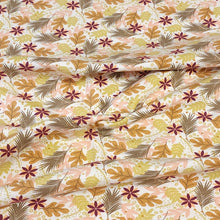 Load image into Gallery viewer, Organic Cotton Jersey Knit Berry and Beige Floral. European Quality Knit Fabric. Quality Soft Fabric, 4-way Stretch. Sold by the 1/2 yard.
