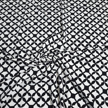 Load image into Gallery viewer, SWIM Fabric: Nylon Spandex Knit, Swimwear Fabric, Stylish Black and White Print. Very Nice For Swimsuit and Activewear. Sold by the 1/2 yard
