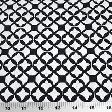 Load image into Gallery viewer, SWIM Fabric: Nylon Spandex Knit, Swimwear Fabric, Stylish Black and White Print. Very Nice For Swimsuit and Activewear. Sold by the 1/2 yard
