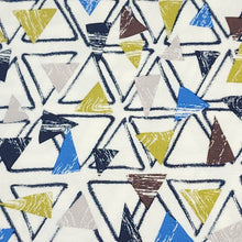 Load image into Gallery viewer, Jersey Knit Fabric Geometric Triangle Design. Cotton Spandex European Knit, Nice Quality Soft Fabric, 4-way Stretch. Sold by the 1/2 yard.
