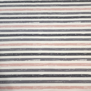 Cotton Jersey Knit Fabric. Pink and Gray Stripe European Quality Knit Fabric. Quality Soft Fabric, 4-way Stretch. Sold by the 1/2 yard