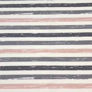 Cotton Jersey Knit Fabric. Pink and Gray Stripe European Quality Knit Fabric. Quality Soft Fabric, 4-way Stretch. Sold by the 1/2 yard