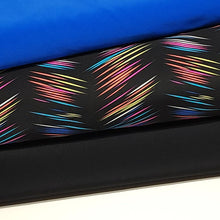 Load image into Gallery viewer, Swim Fabric - Black Swimsuit Fabric, Bright and Colorful Neon Stripes, Perfect for Swimwear Activewear- 4 Way Stretch - Sold by the 1/2 Yard
