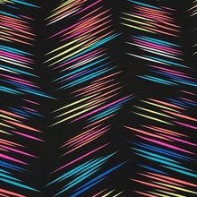 Load image into Gallery viewer, Swim Fabric - Black Swimsuit Fabric, Bright and Colorful Neon Stripes, Perfect for Swimwear Activewear- 4 Way Stretch - Sold by the 1/2 Yard
