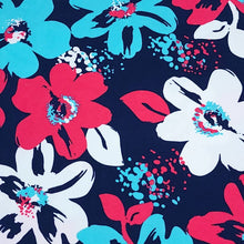 Load image into Gallery viewer, Swim Fabric - Tropical Red and Blue Floral Fabric for Swimwear and Activewear- Perfect for Swimsuits, 4 Way Stretch - Sold by the 1/2 Yard
