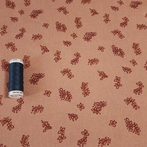 Linen Rayon Blend Fabric, Pretty Dainty Floral on Blue or Dusty Peach. Nice Breathable Fabric. No Stretch Woven, Sold by the 1/2 yard