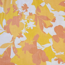 Load image into Gallery viewer, Tropical Yellow and Orange Linen Cotton Blend Fabric, Bright and Fun Summer Breathable Fabric. Lightweight Woven, Sold by the 1/2 yard
