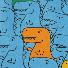 Load image into Gallery viewer, Dinosaur Cotton Spandex European Knit Fabric, Colorful T Rex Dino Fabric, Nice Quality Soft Fabric, 4-way Stretch. Sold by the 1/2 yard.
