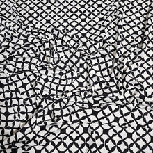 Load image into Gallery viewer, SWIM Fabric: Nylon Spandex Knit, Swimwear Fabric, Stylish Black and White Print. Very Nice For Swimsuit and Activewear. Sold by the 1/2 yard
