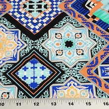 Load image into Gallery viewer, SWIM Fabric: Colorful Tribal Boho Print Nylon Spandex Knit, Swimwear Fabric. Very Nice For Swimsuit and Activewear. Sold by the 1/2 yard
