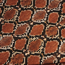 Load image into Gallery viewer, SWIM Fabric: Snakeskin Brown Black Print Nylon Spandex Fabric, Swimwear Fabric. Very Nice For Swimsuit and Activewear. Sold by the 1/2 yard
