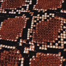 Load image into Gallery viewer, SWIM Fabric: Snakeskin Brown Black Print Nylon Spandex Fabric, Swimwear Fabric. Very Nice For Swimsuit and Activewear. Sold by the 1/2 yard
