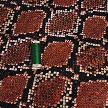 Load image into Gallery viewer, SWIM Fabric: Snakeskin Brown Black Print Nylon Spandex Fabric, Swimwear Fabric. Very Nice For Swimsuit and Activewear. Sold by the 1/2 yard
