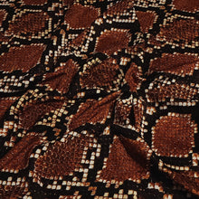 Load image into Gallery viewer, SWIM Fabric: Snakeskin Brown Black Print Nylon Spandex Fabric, Swimwear Fabric. Very Nice For Swimsuit and Activewear. Sold by the 1/2 yard
